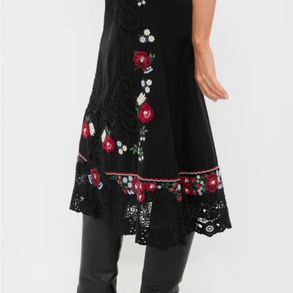 NWT Sea New York Black Dress with Green and White Embroidery